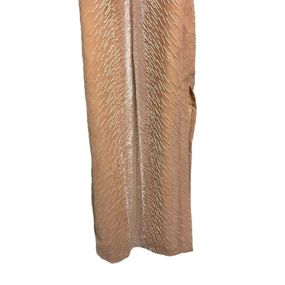 Vintage Giorgio Beverly Hills Champagne Embellished High Slit Body-con Maxi 6